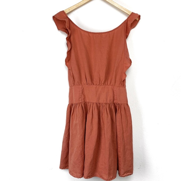 Free People Dresses & Skirts - Free People Rust Orange Ruffle Sleeve Dress